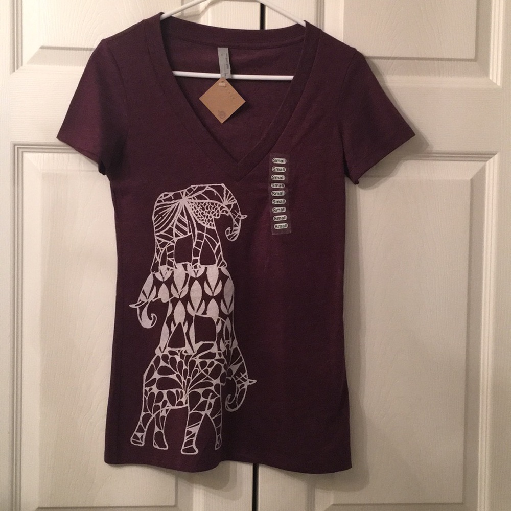 Fuego NWT Purple Boho T-shirt Stack Elephants Sm